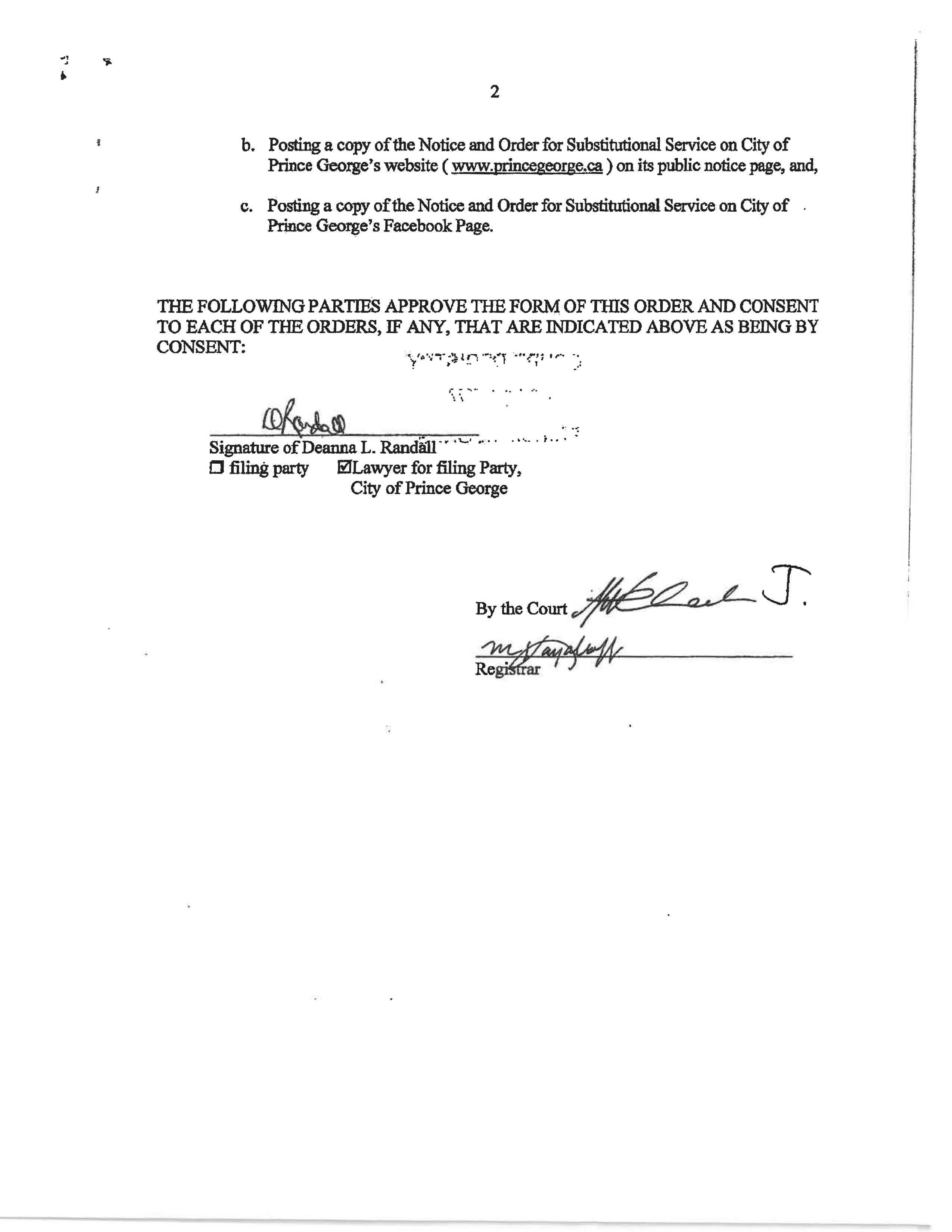 Page 2 of 2 - Order of Substitutional Service dated December 1, 2022 to Tyson Erich Wall 