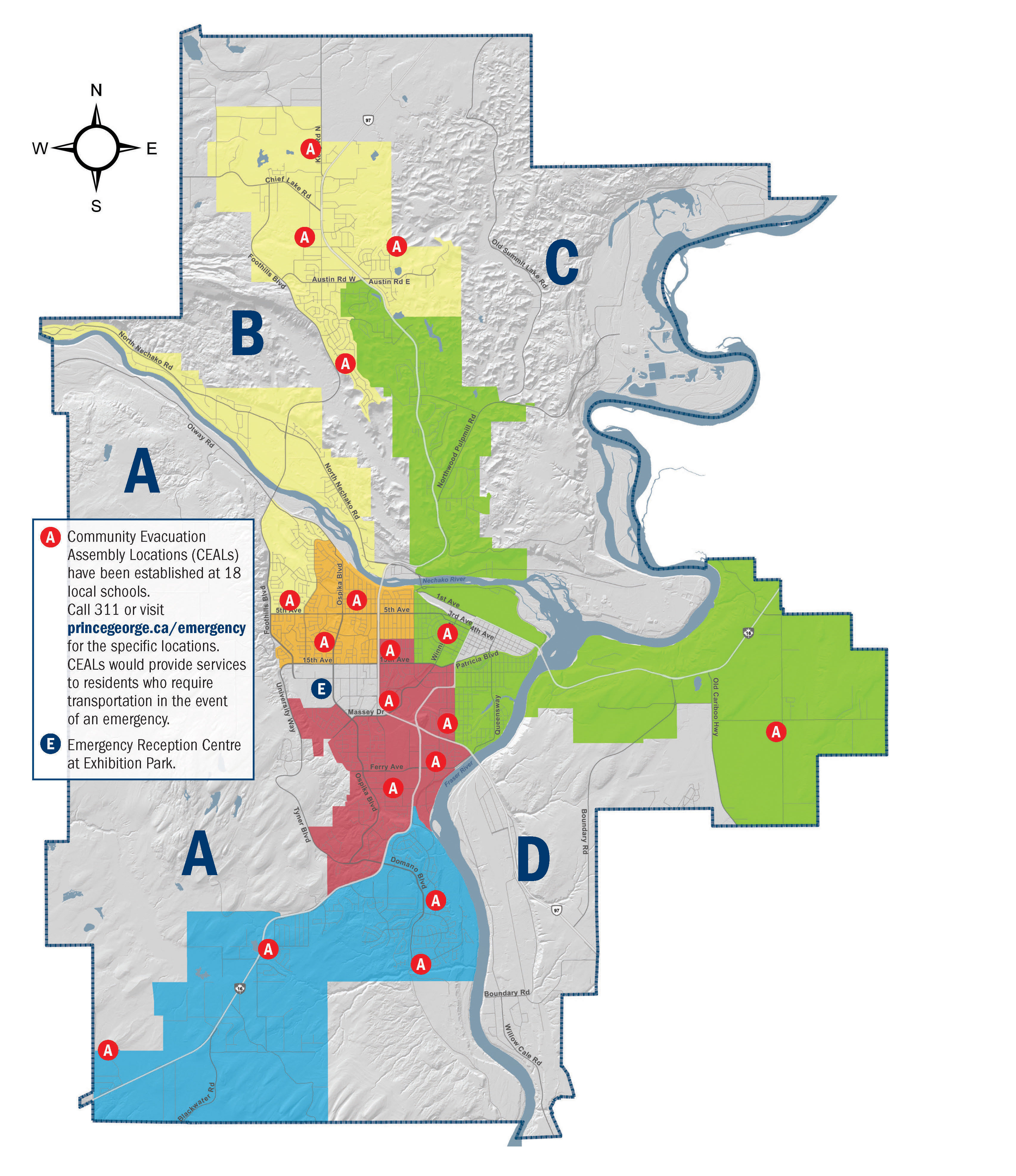 A map of the garbage collection and evacuation zones