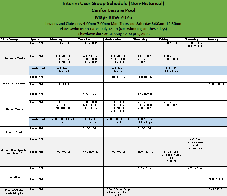 May-June 2026 Usergroup Schedule
