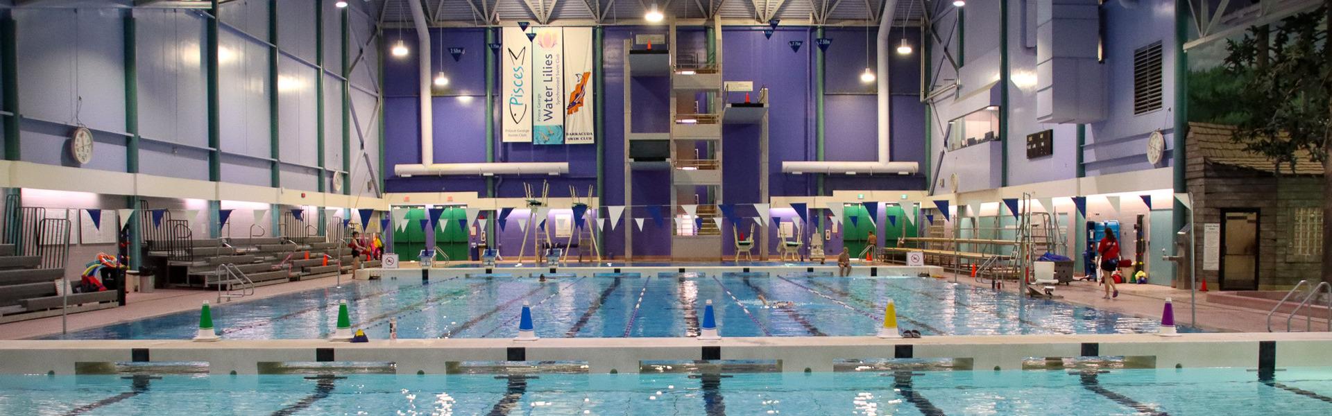 The main pool and diving platforms at the Prince George Aquatic Centre