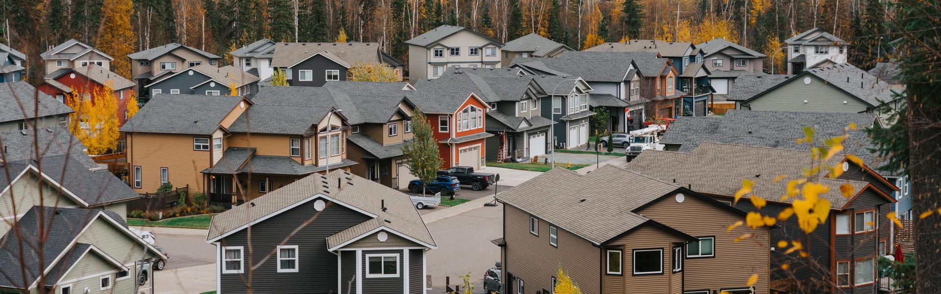 A neighbourhood of large residential homes 