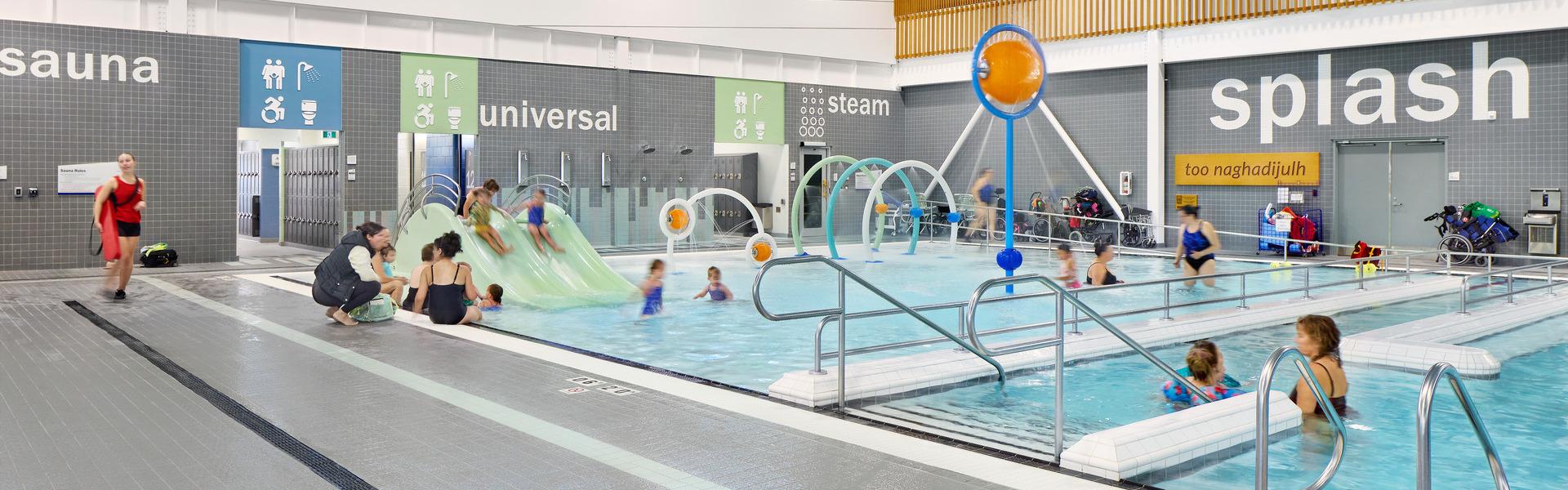 The children and family play area of the Canfor Leisure Pool