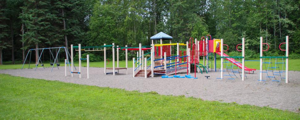 Playground equipment with slide and swingset
