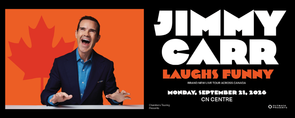 Jimmy Carr, coming to the CN Centre on Sept 21, 2026