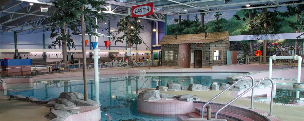 View of the Aquatic Centre leisure pool from the shallow end