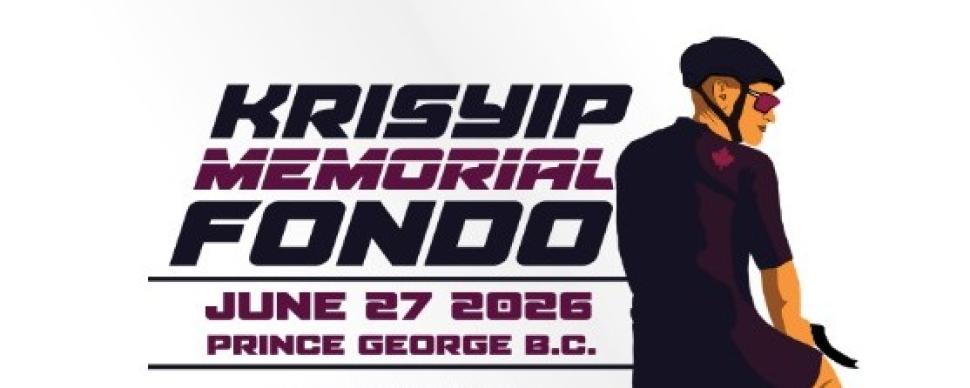 Kris Yip Memorial Fondo June 27 2026 Prince George BC a bike rider with a helmet looking off to the road.