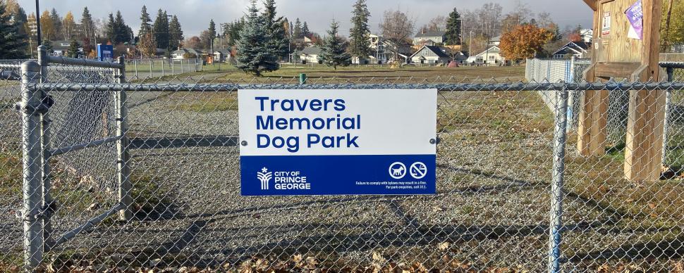 New Travers memorial dog park sign