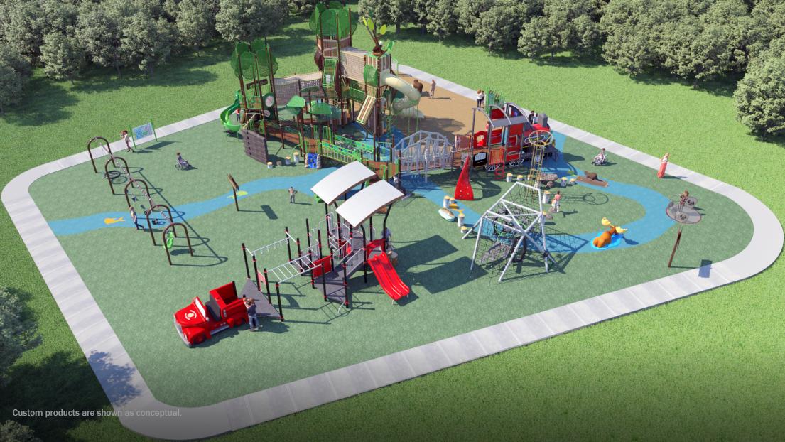 An overhead view of a playground concept design.