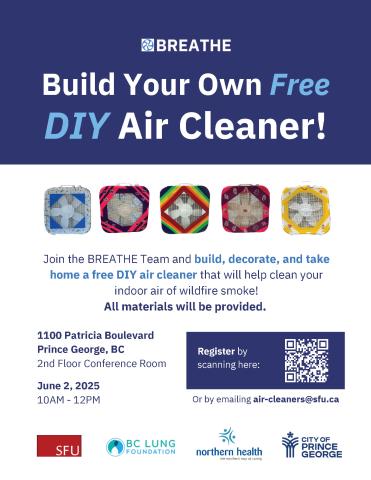 Graphic promoting a DIY air cleaner workshop at City Hall on June 2 from 10am to noon.